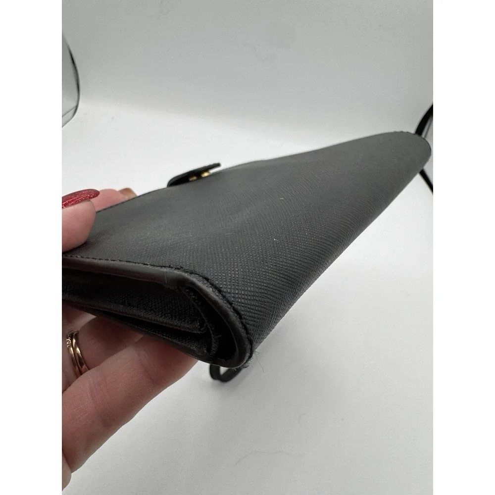 Michael Kors Jet Set Travel Large Double Zip Leather Wristlet Black/Gold Mint A5